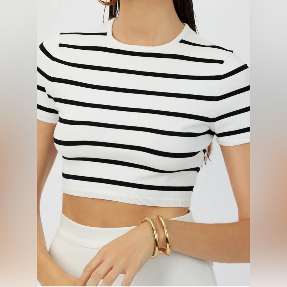 THE GINA CROP RETRO TEE BRETON STRIPED - XS - NEW with tags